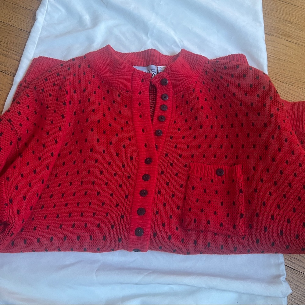 Venezia vintage Red Dot Knit Button-Front Women’s Sweater